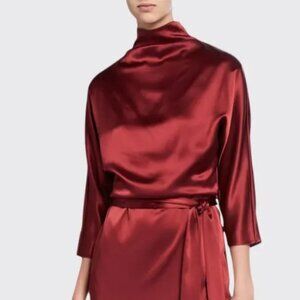 SALLY LAPOINTE Lightweight Satin High Neck Top